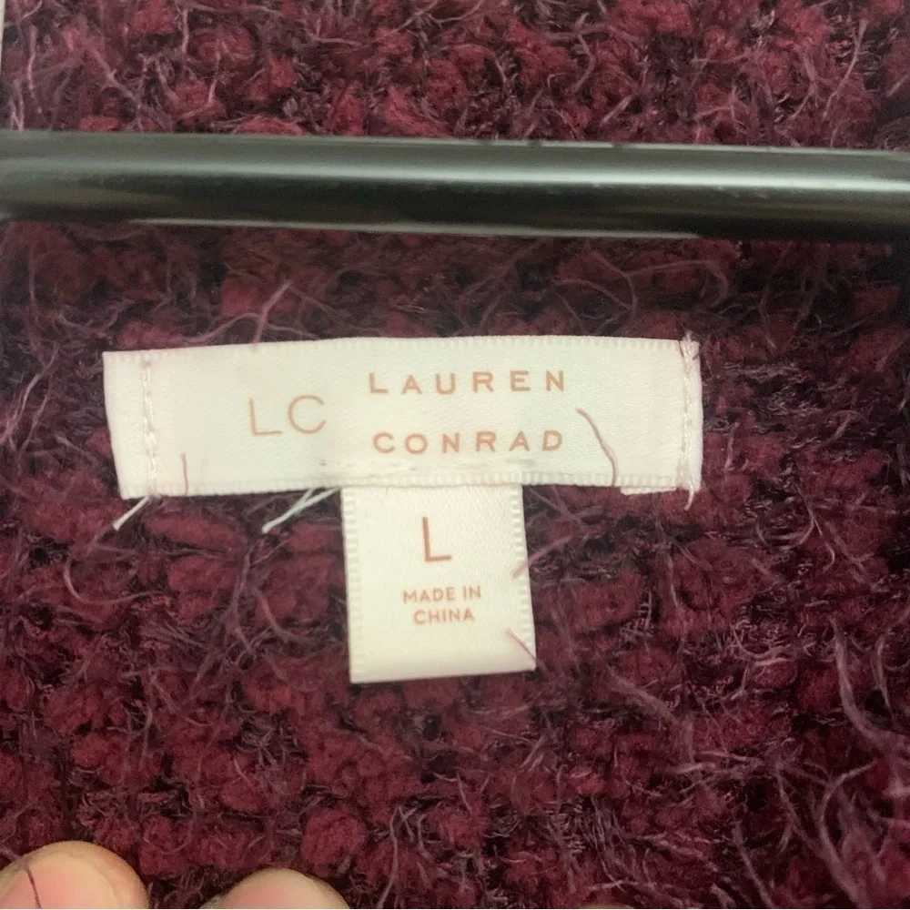 Lauren Conrad‎ Women’s Wine Eyelash Crewneck Sweater Large